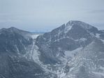 Meeker to the left of Longs Peak with the Notch and Diamond by Chris Long, from the air, February 2010